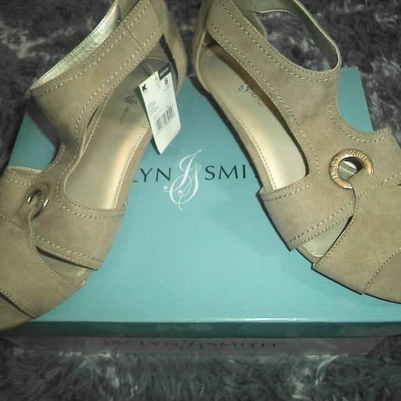 NEW! JACLYN SMITH DAPHNE WEDGES SANDALS ZIP ANKLE STRAP OPEN TOE-WOMENS SIZE 8 - Picture 6 of 6